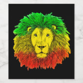 Rasta Löwe rot grün zeichnend Jamaika Weinetikett (Einzelnes Label)