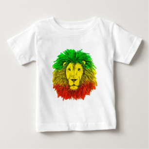 Rasta-Löwenkopf rot gelb grün Zeichnung Jamaika Baby T-shirt