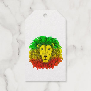 Rasta-Löwenkopf rot gelb grün Zeichnung Jamaika Geschenkanhänger