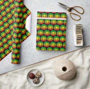 Rasta-Löwenkopf rot gelb grün Zeichnung Jamaika  Geschenkpapier