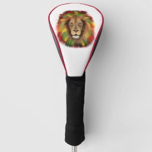 Rasta-Löwenkopf rot gelb grün Zeichnung Jamaika Golf Headcover