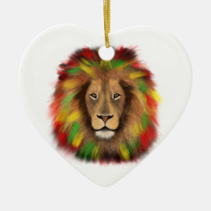Rasta-Löwenkopf rot gelb grün Zeichnung Jamaika Keramik Ornament