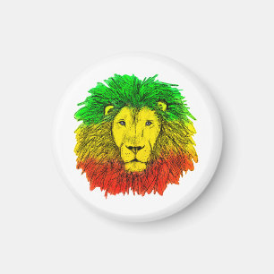 Rasta-Löwenkopf rot gelb grün Zeichnung Jamaika  Magnet