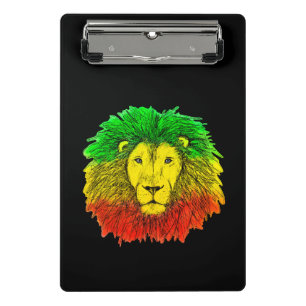 Rasta-Löwenkopf rot gelb grün Zeichnung Jamaika  Mini Klemmbrett