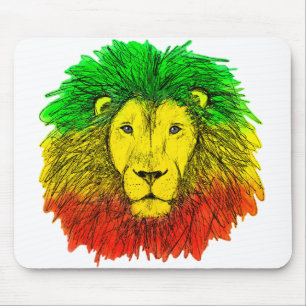 Rasta-Löwenkopf rot gelb grün Zeichnung Jamaika  Mousepad