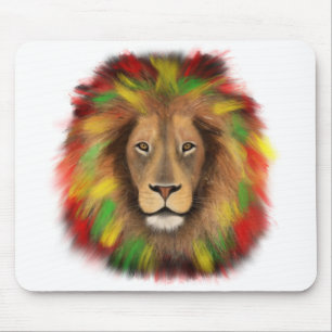 Rasta-Löwenkopf rot gelb grün Zeichnung Jamaika  Mousepad