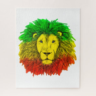 Rasta-Löwenkopf rot gelb grün Zeichnung Jamaika Puzzle