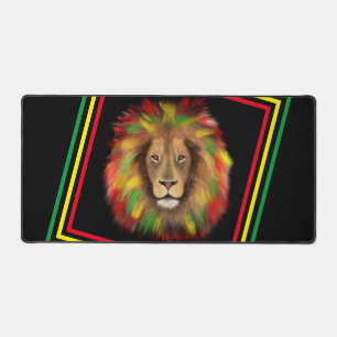 Rasta-Löwenkopf rot gelb grün Zeichnung Jamaika  Schreibtischunterlage