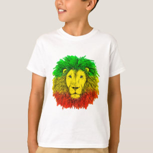 Rasta-Löwenkopf rot gelb grün Zeichnung Jamaika T-Shirt