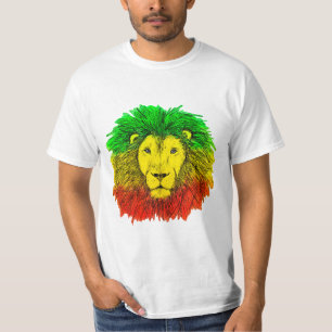 Rasta-Löwenkopf rot gelb grün Zeichnung Jamaika  T-Shirt