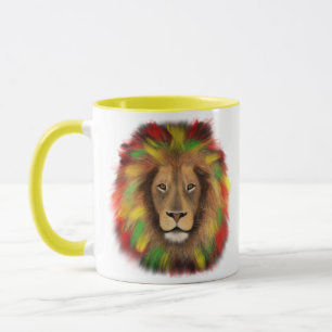 Rasta-Löwenkopf rot gelb grün Zeichnung Jamaika Tasse