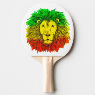 Rasta-Löwenkopf rot gelb grün Zeichnung Jamaika Tischtennis Schläger