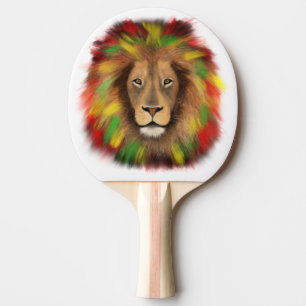 Rasta-Löwenkopf rot gelb grün Zeichnung Jamaika Tischtennis Schläger