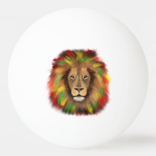 Rasta-Löwenkopf rot gelb grün Zeichnung Jamaika Tischtennisball