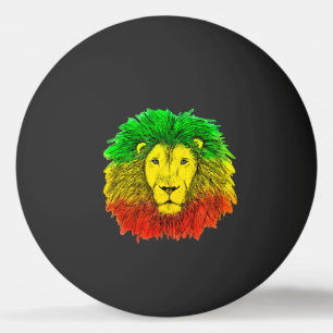 Rasta-Löwenkopf rot gelb grün Zeichnung Jamaika Tischtennisball