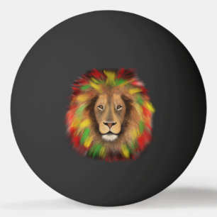 Rasta-Löwenkopf rot gelb grün Zeichnung Jamaika  Tischtennisball