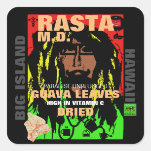 RASTA M.D. DRIED GUAVA BLÄTTER QUADRATISCHER AUFKLEBER