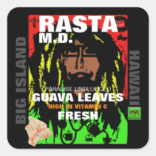 RASTA M.D. FRESH GUAVA BLÄTTER QUADRATISCHER AUFKLEBER
