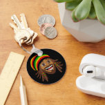 Rasta Man One Love Schlüsselanhänger<br><div class="desc">Double-sided keyring featuring a smiling Rastafarian man on the front. On reverse there are two customisable text areas,  where you can add your own slogan and name</div>