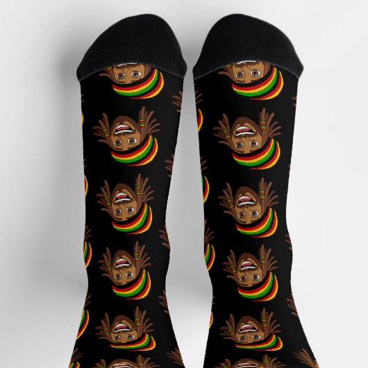 Rasta-Mann mit Reggae-Muster Socken (Oben)