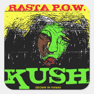 RASTA P.O.W. KUSH QUADRATISCHER AUFKLEBER