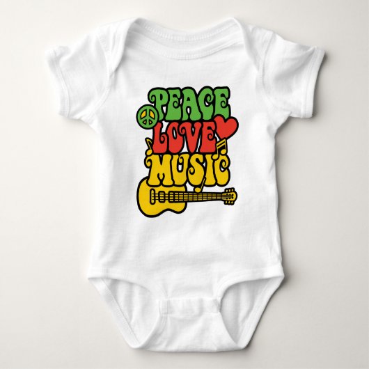 Rasta Peace-Liebe-Music Baby Strampler (Vorderseite)