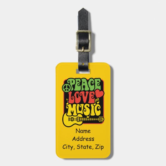Rasta Peace Liebe Music Gepäckanhänger (Vorderseite vertikal)