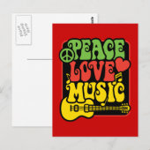 Rasta Peace Liebe Music Postkarte (Vorne/Hinten)