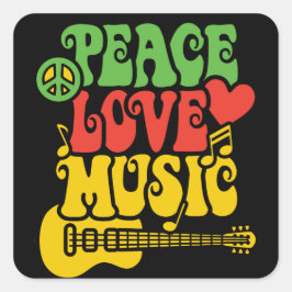 Rasta Peace-Liebe-Music Quadratischer Aufkleber