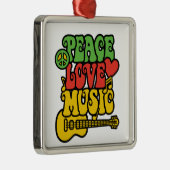 Rasta Peace-Liebe-Music Silbernes Ornament (Rechts)