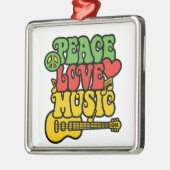 Rasta Peace-Liebe-Music Silbernes Ornament (Links)