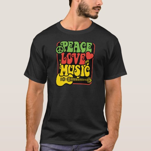 Rasta Peace Liebe Music T-Shirt (Vorderseite)