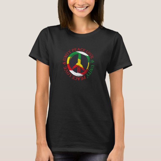 Rasta Peace Love Unity Jamaican Roots Reggae Music T-Shirt (Vorderseite)