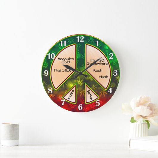 Rasta Peace Mellow Time Große Wanduhr (Zuhause)