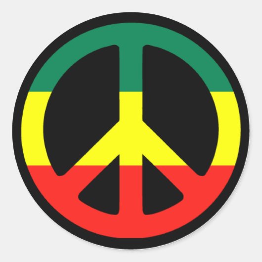 Rasta Peace Sign Runder Aufkleber (Vorderseite)