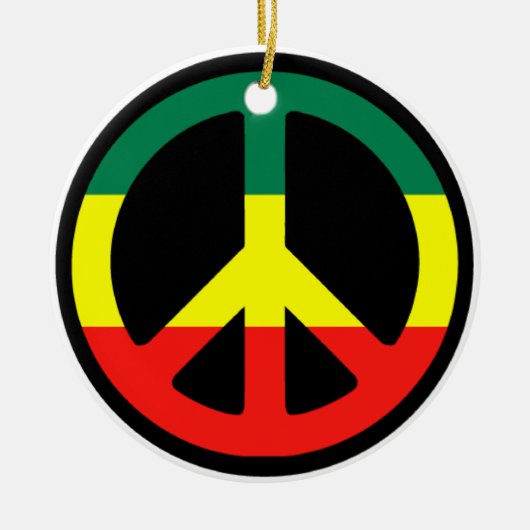 Rasta Peace Signa Weihnachten Keramikornament (Vorne)
