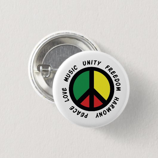 Rasta Peace Signature Peace Liebe Music Freedom Un Button (Vorne & Hinten)
