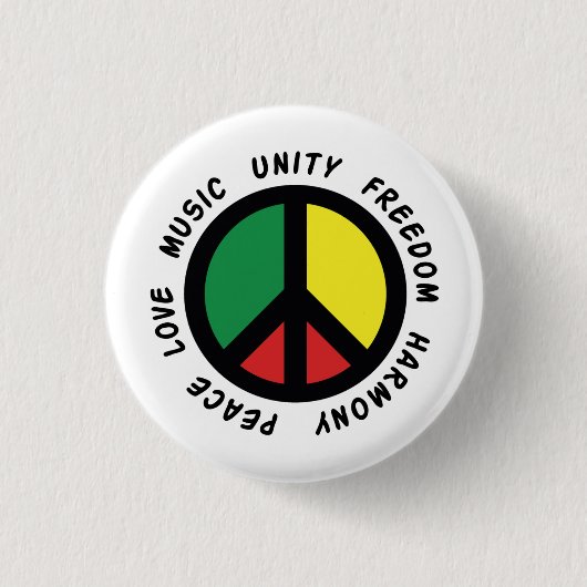 Rasta Peace Signature Peace Liebe Music Freedom Un Button (Vorderseite)