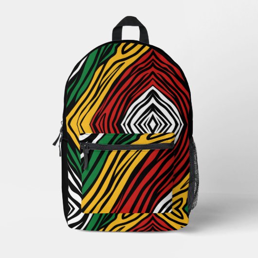 Rasta Print Zebra Bedruckter Rucksack (Vorderseite)