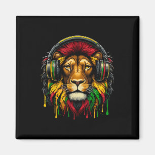 Rasta Raggae Jamaika Musik Kopfhörer Löwe von Juda Magnet