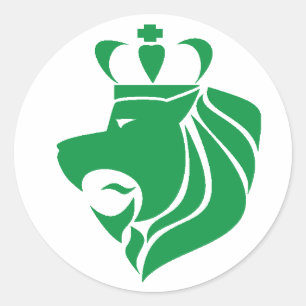 Rasta Reggae Crowned Lion Green Runder Aufkleber