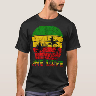 Rasta Reggae Eine Liebe Retro Vintag Sunset Jamaic T-Shirt