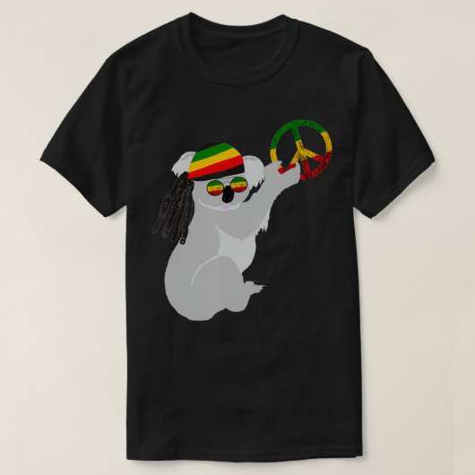 Rasta Reggae Koala Hippie Eucalyptus Bear Rastafar T-Shirt (Design vorne)