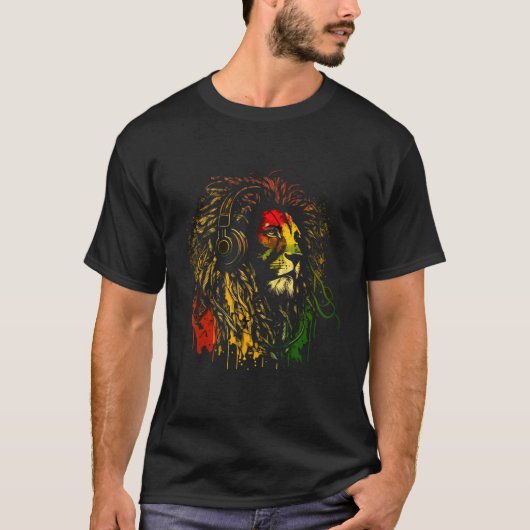 Rasta Reggae Lion of Judah Jamaican Roots Rastafar T-Shirt (Vorderseite)