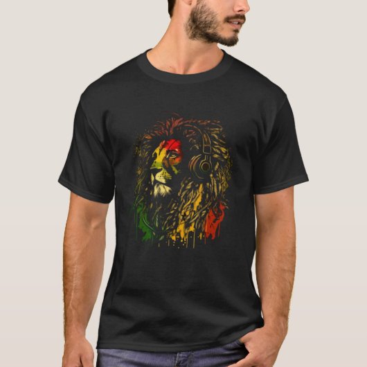 Rasta Reggae Lion Of Judah Rastafarian Pride Regga T-Shirt (Vorderseite)