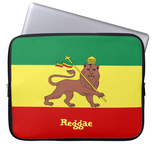 Rasta Reggae-Löwe von Judah Neopren 15" Hülse Laptopschutzhülle (Vorderseite)