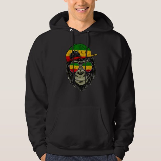 Rasta Reggae Monkey Gorilla Hippie Rastafari Root Hoodie (Vorderseite)