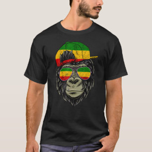Rasta Reggae Monkey Gorilla Hippie Rastafari Root T-Shirt