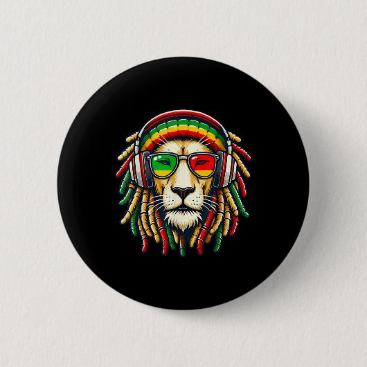 Rasta Reggae Music Lion Jamaica Button (Vorderseite)