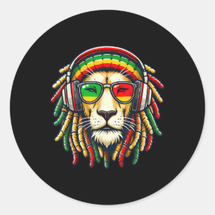 Rasta Reggae Music Lion Jamaica Runder Aufkleber